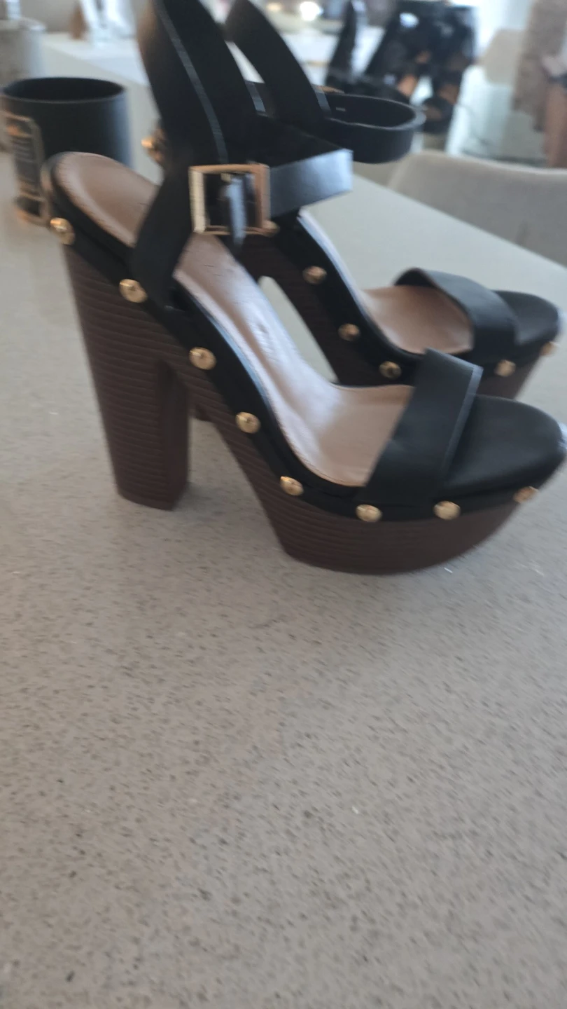 Black Studded Platform Wedge Sandals