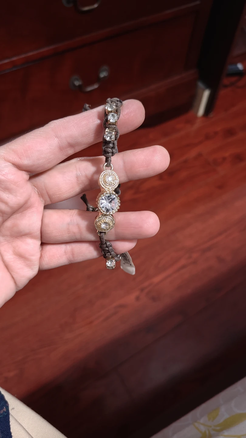Brown macrame bracelet with rhinestones - photo 4