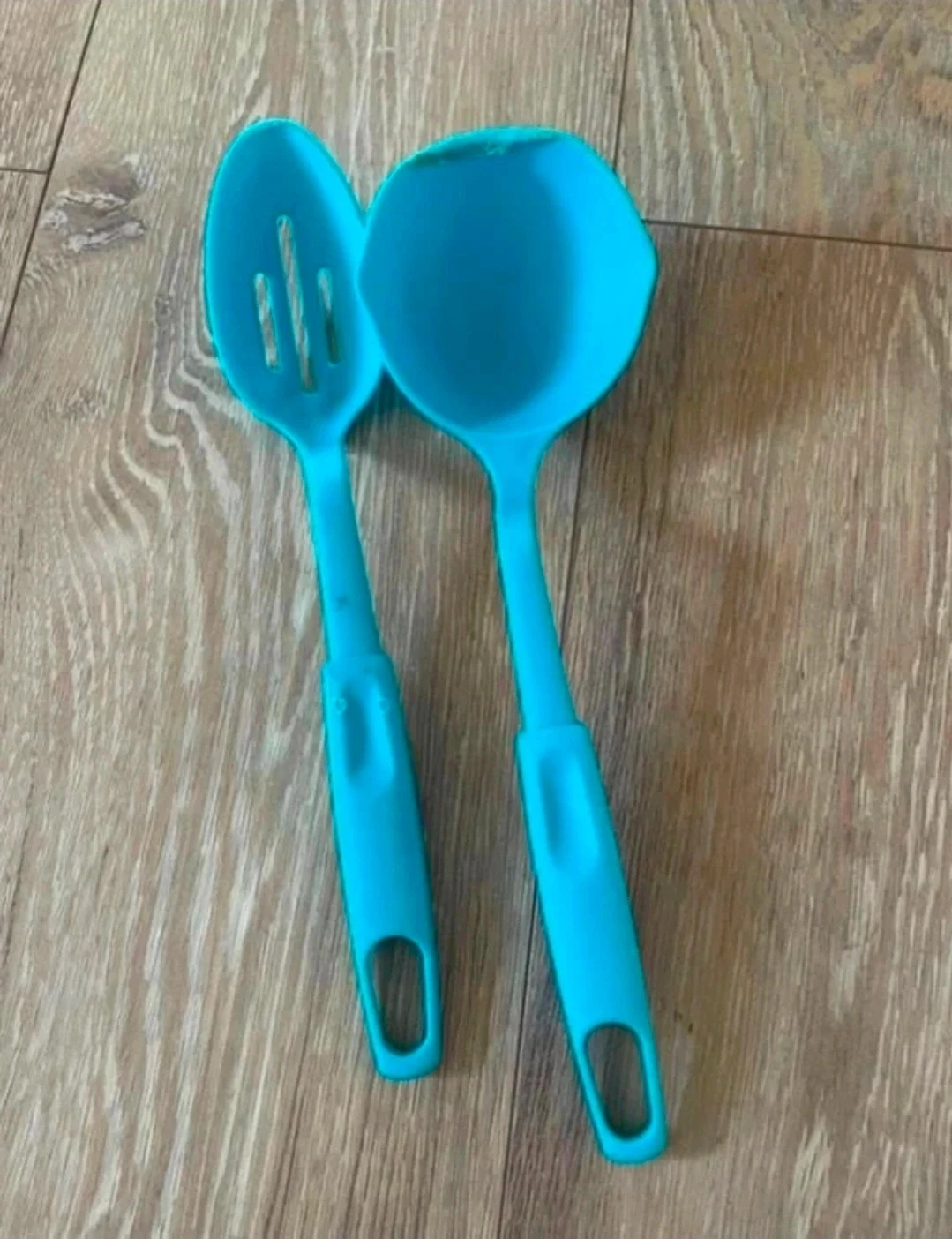 Blue Slotted Spoon and Ladle Set