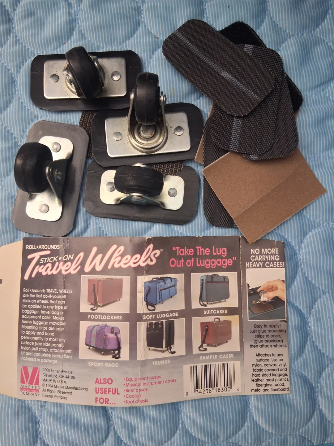 Roll-Arounds Stick-On Travel Wheels Luggage Kit