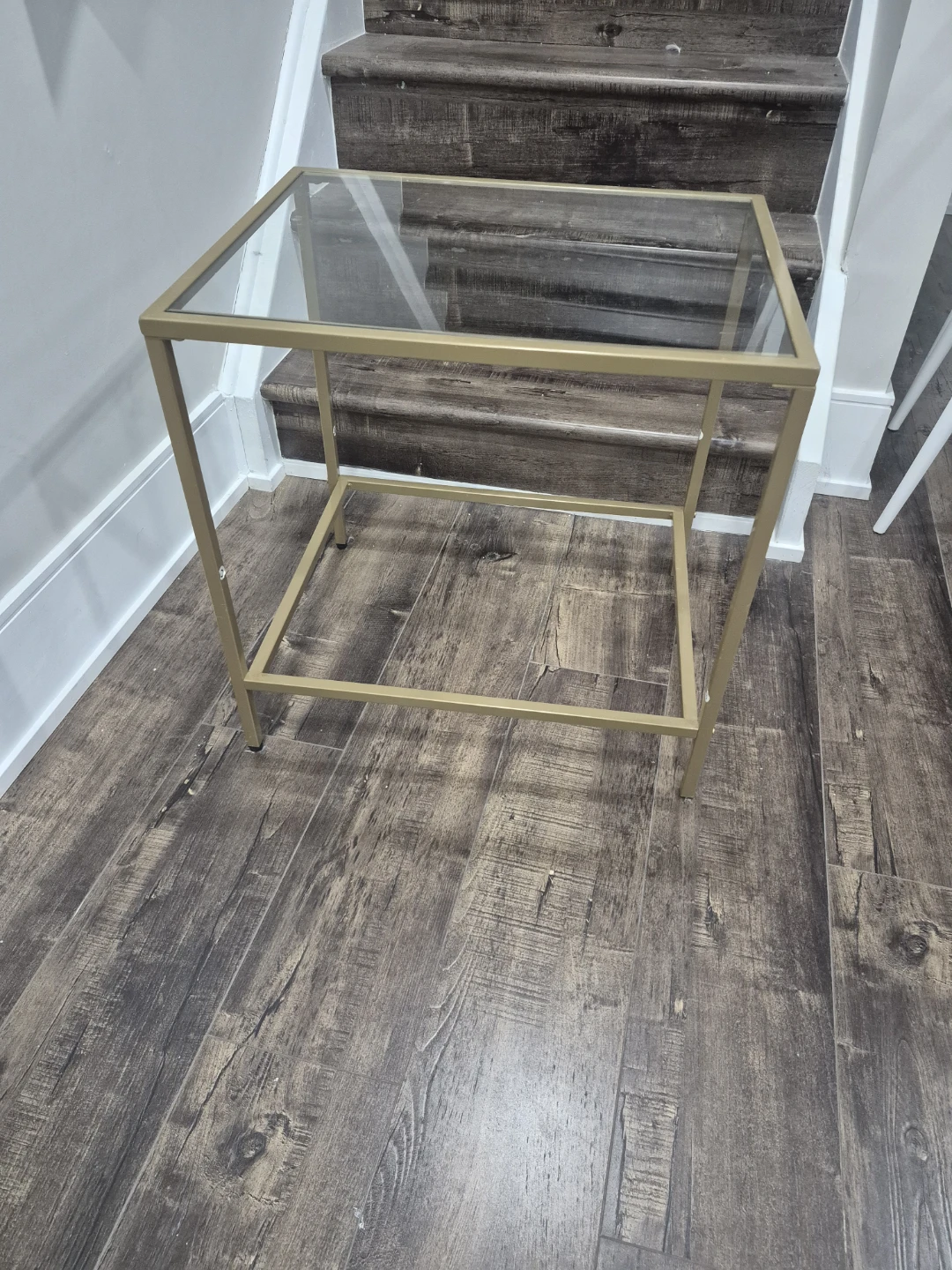 Gold Metal & Glass Side Table