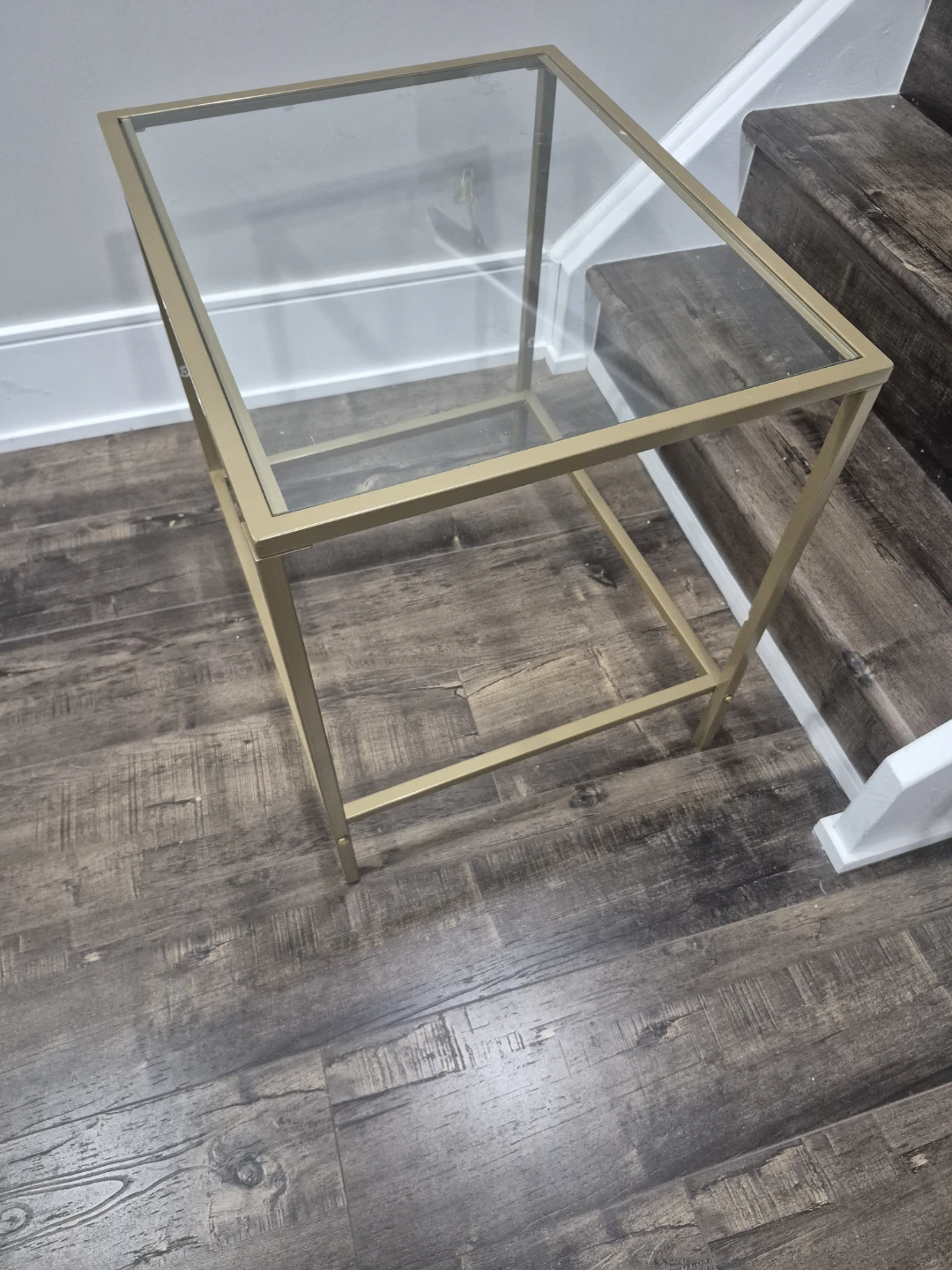 Gold Metal & Glass Side Table - photo 2