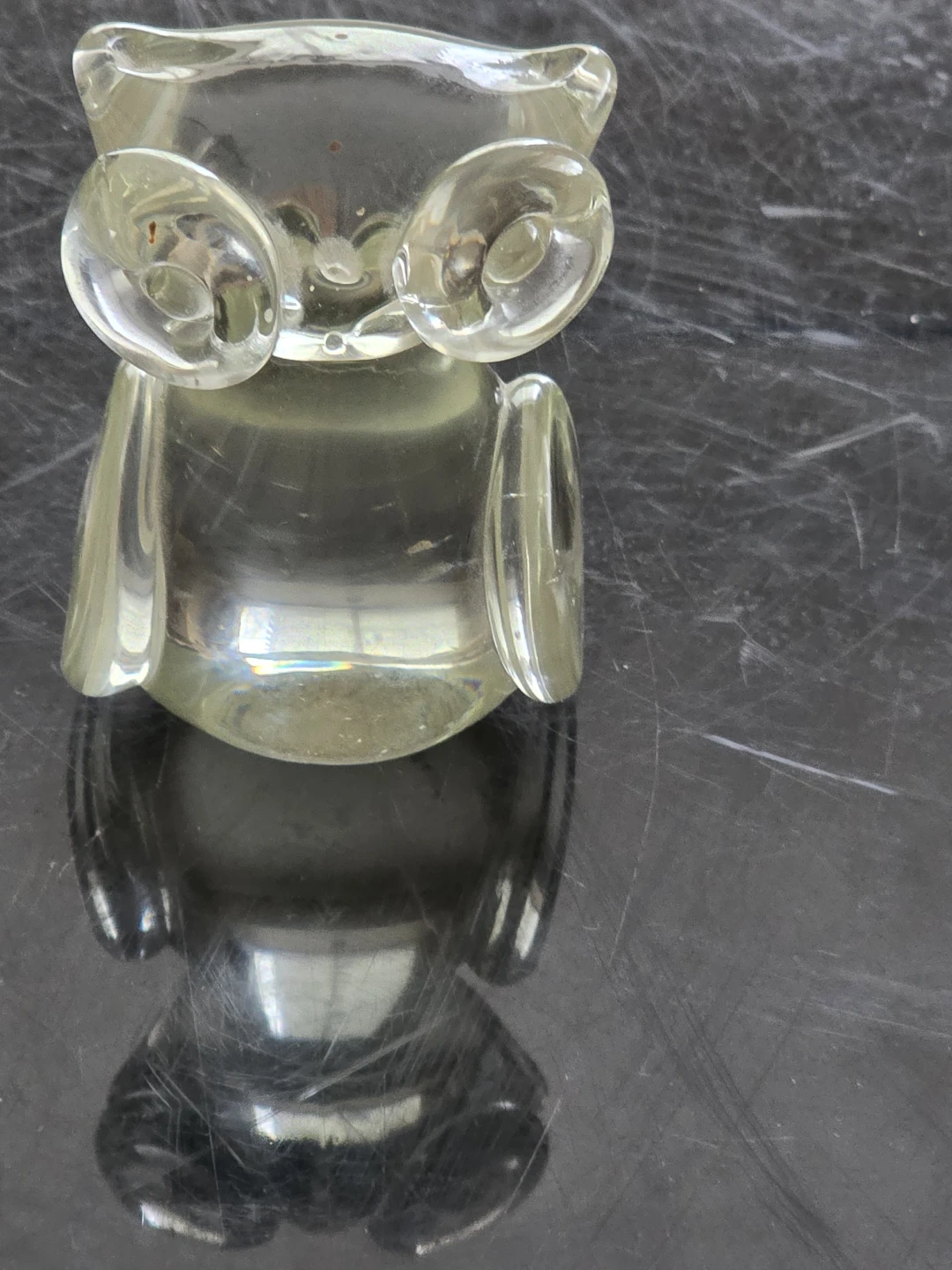 Vintage Clear Glass Owl Figurine