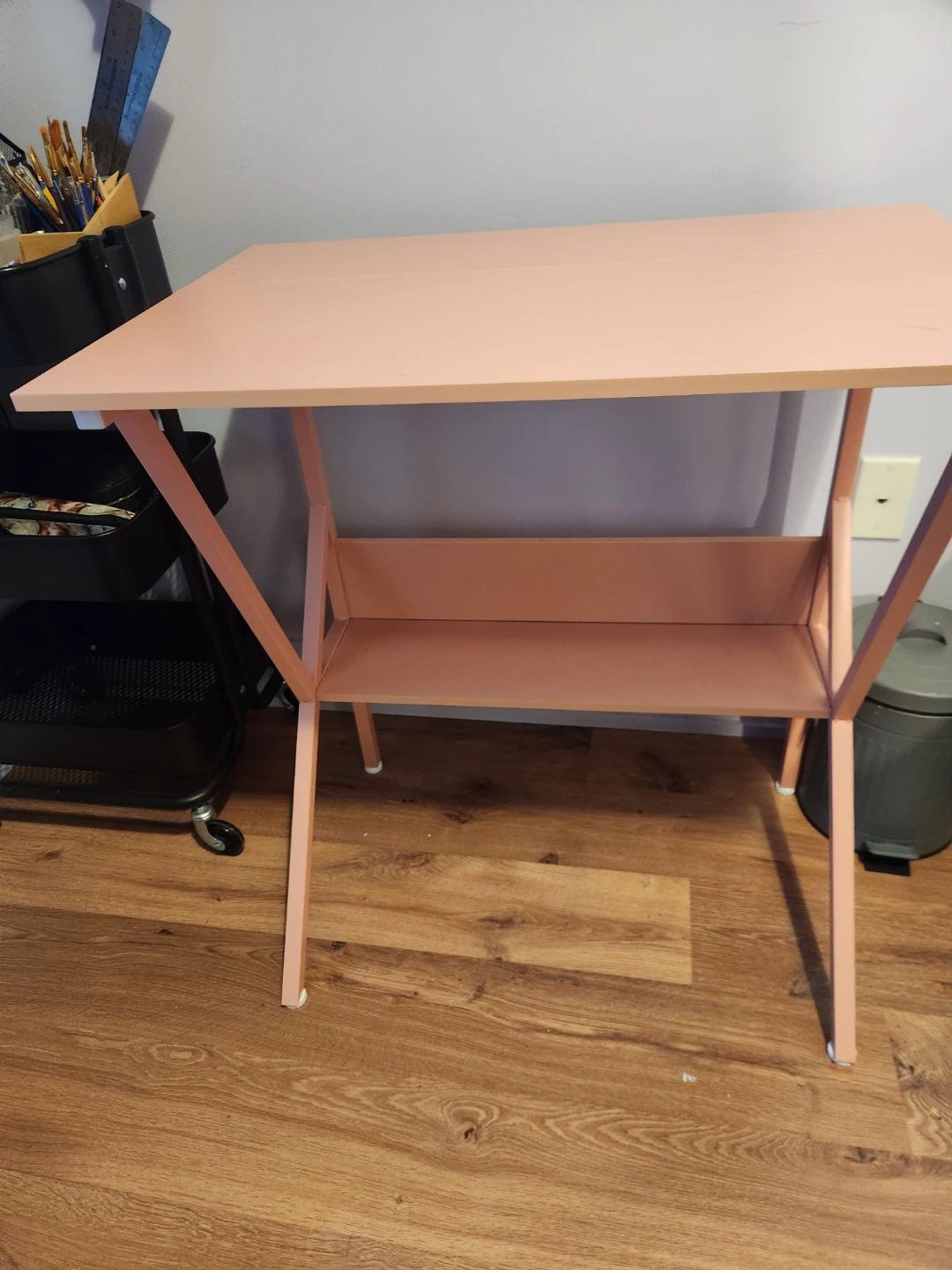 MEXIN Pink Small Computer Desk with Storage Shelf - photo 5