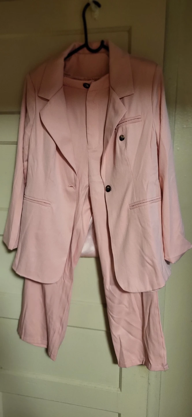 Pink Two-Piece Blazer and Pants Set