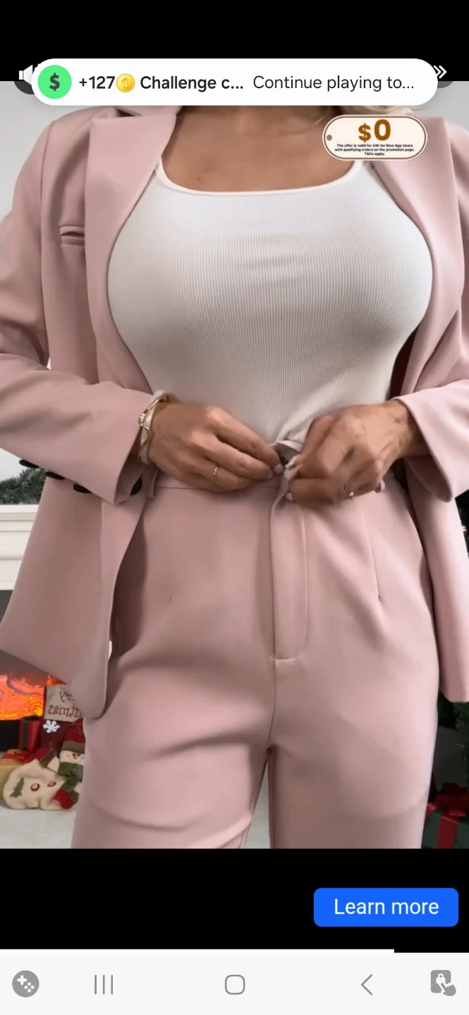 Pink Two-Piece Blazer and Pants Set - photo 4