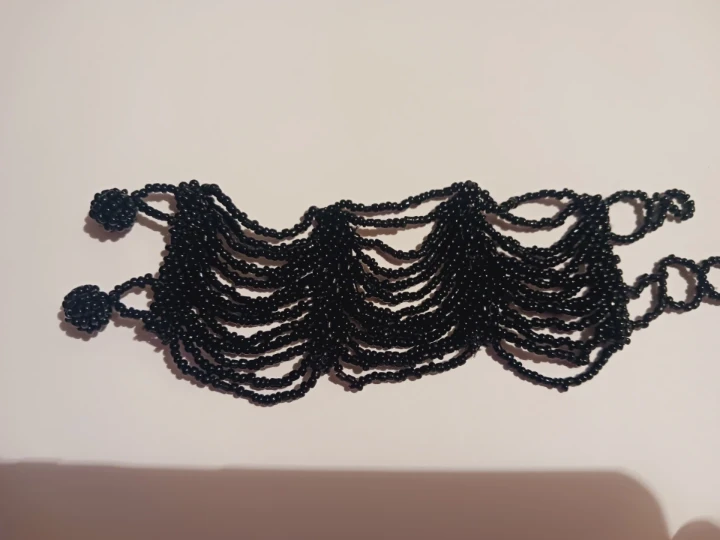 New !!Black Beaded Layered Dangle Bracelet