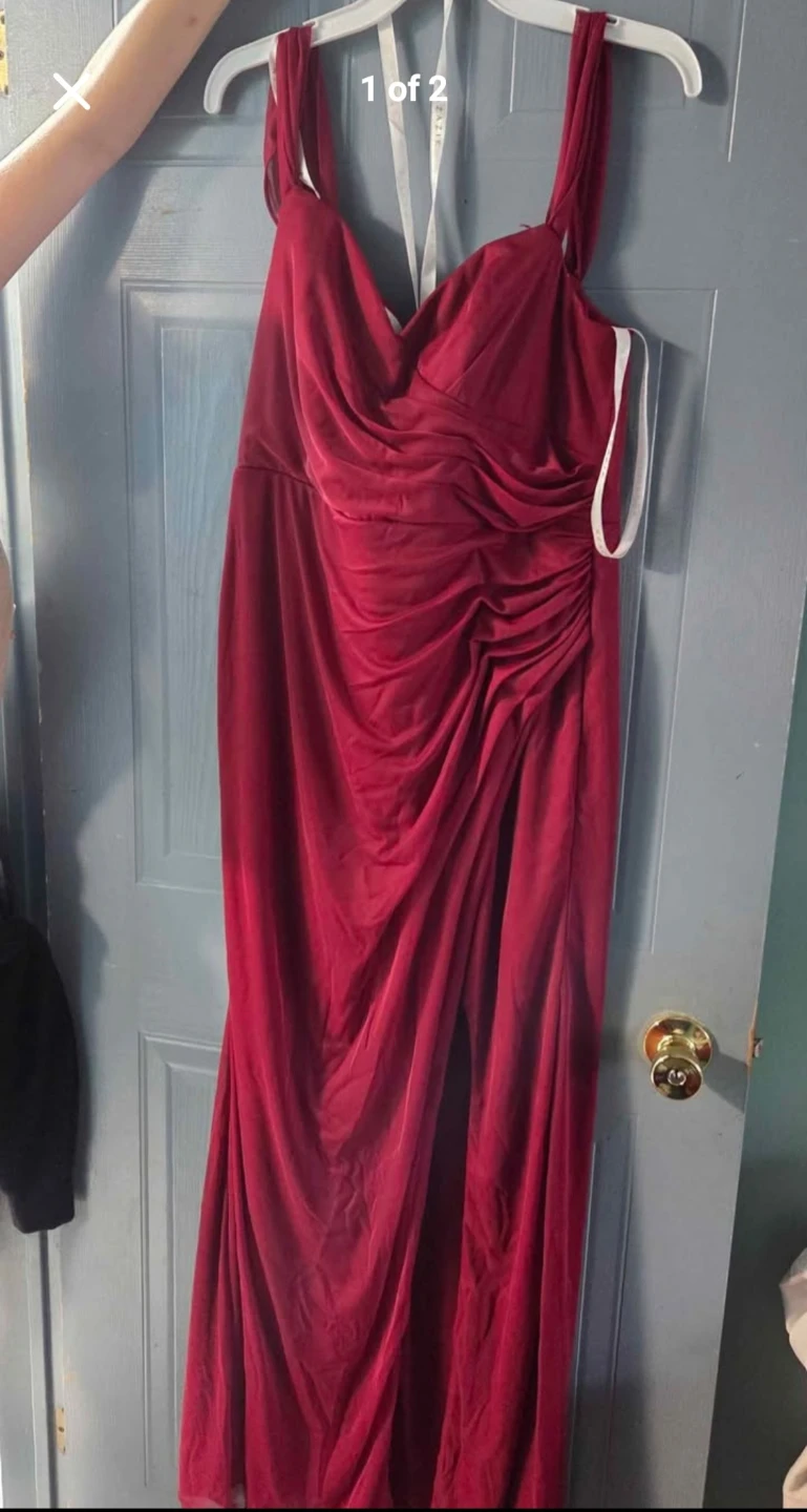 Azazie Burgundy Bridesmaid Dress - Size 14