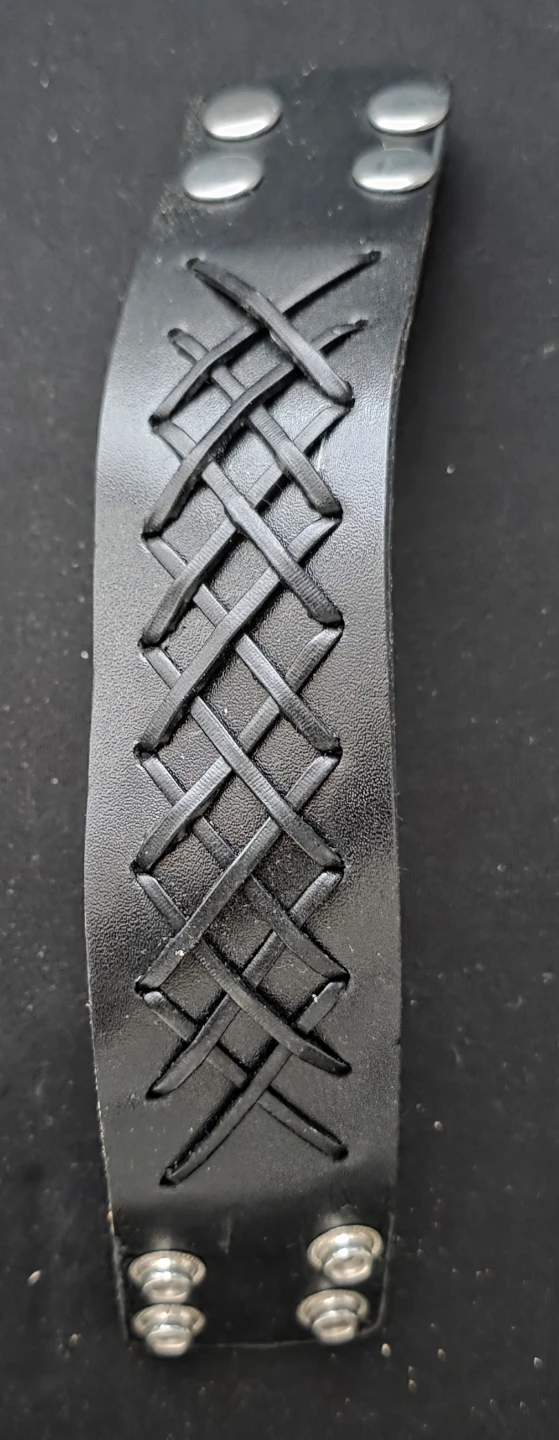 Black Leather-like Bracelet with Braided Detail