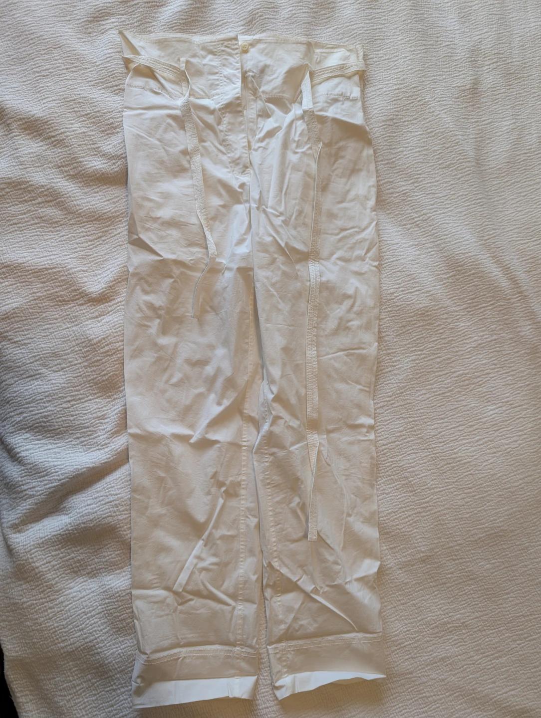 Theory White Cotton Cropped Pants Size 4 - photo 5