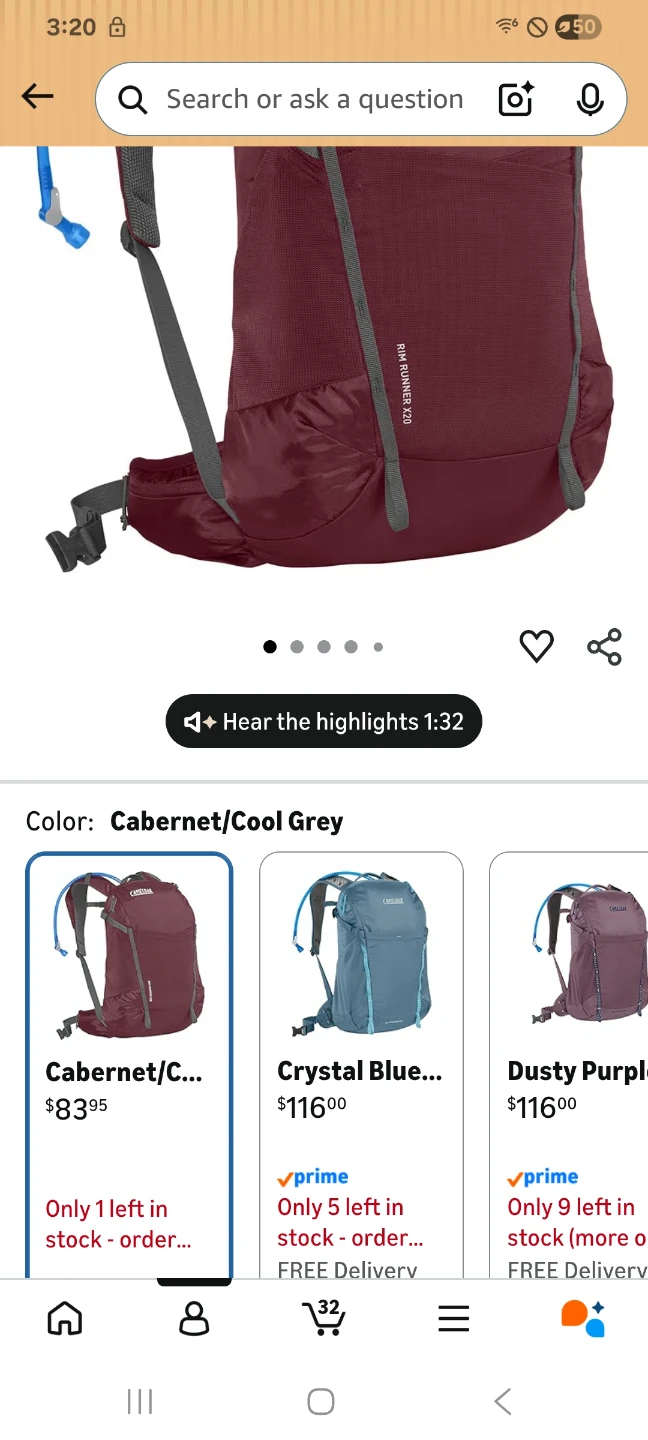 Camelbak Runner 20 Hydration Pack Backpack