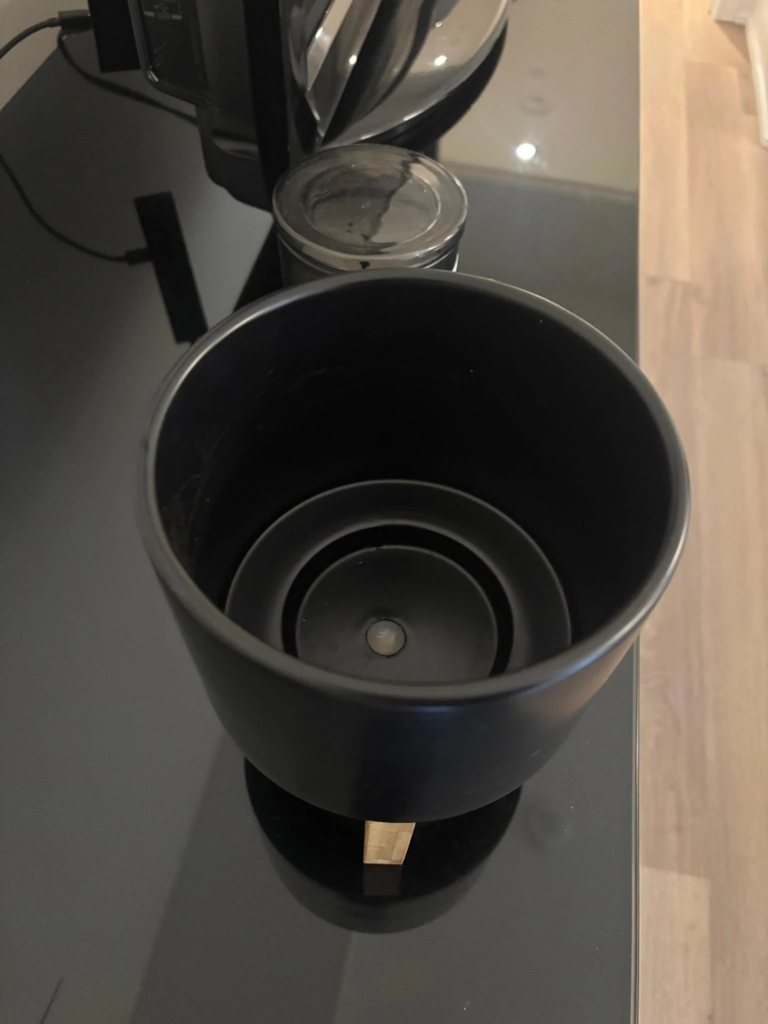 Black Ceramic Plant Pot with Wooden Stand - photo 3