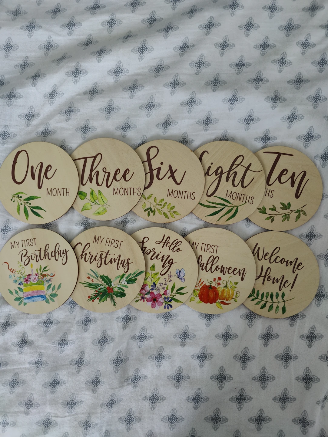 Wooden Milestone Cards for Baby's First Year & Holidays