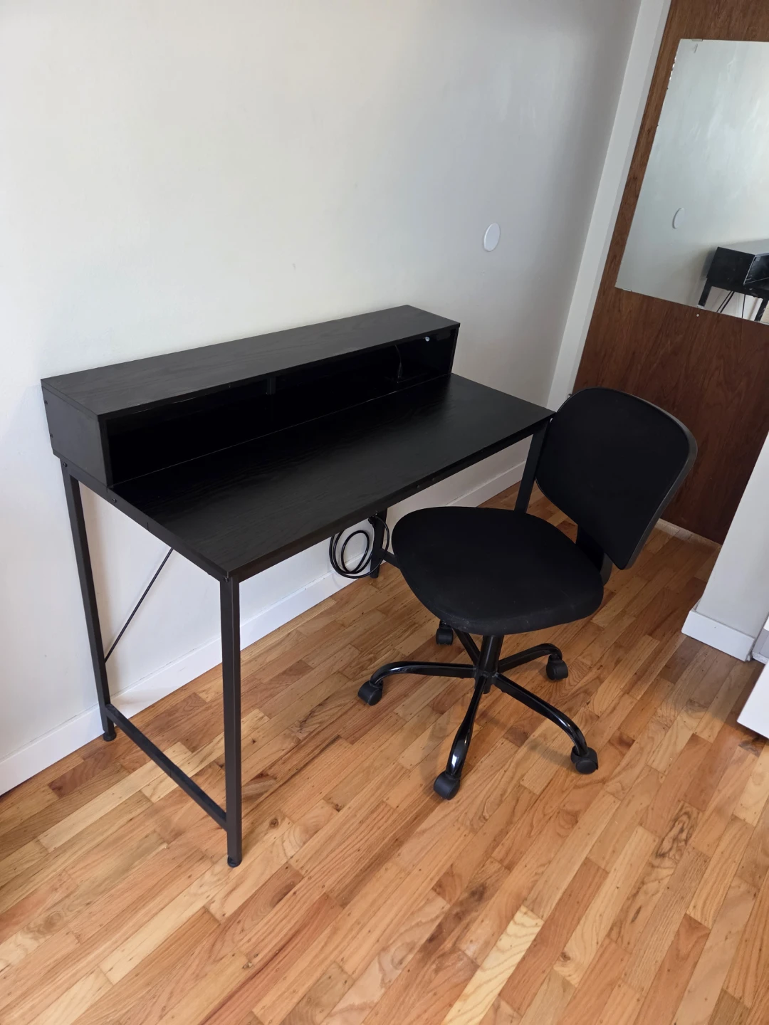 Black Desk with Built-in Power and & LED *Chair sold*