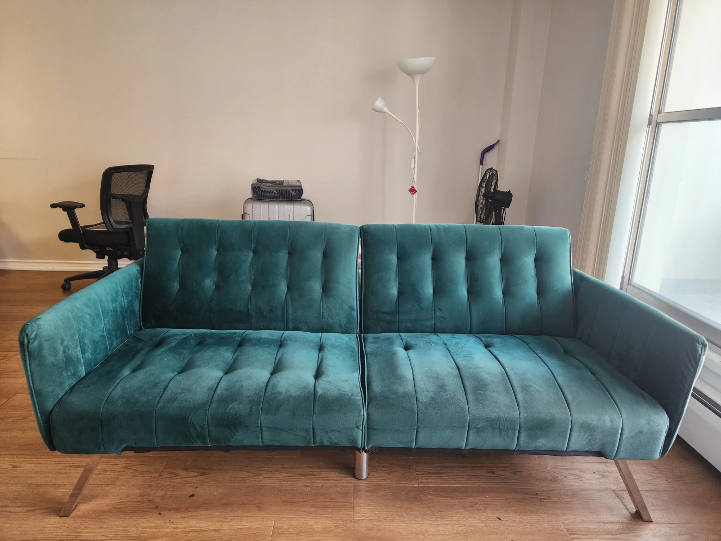 Green Teal Velvet Tufted Sofa bed