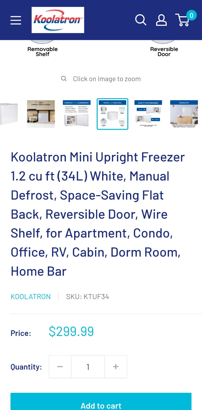 Koolatron Mini Upright Freezer 1.2 cu ft White - photo 4