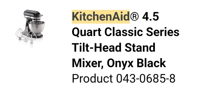 KitchenAid 4.5 Quart Classic Series Tilt-Head Stand Mixer