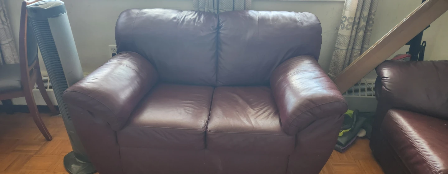 Brown Leather Loveseat - photo 2