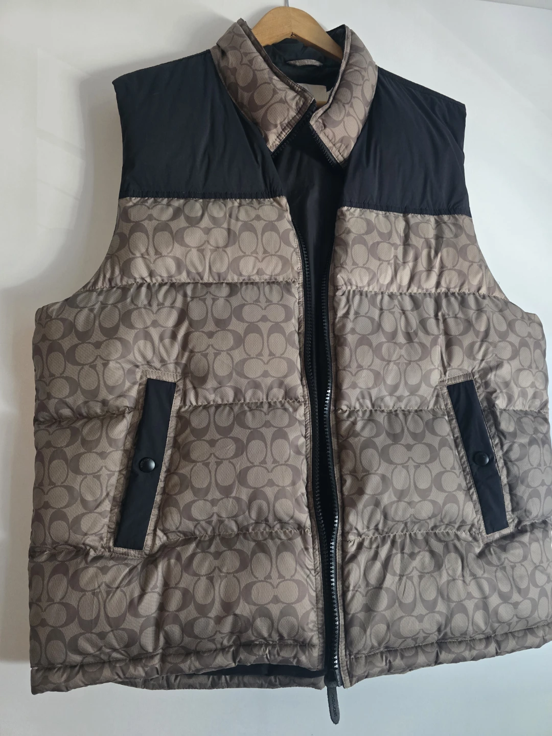 Coach Puffer Vest - Tan Signature C Logo - Size XXL