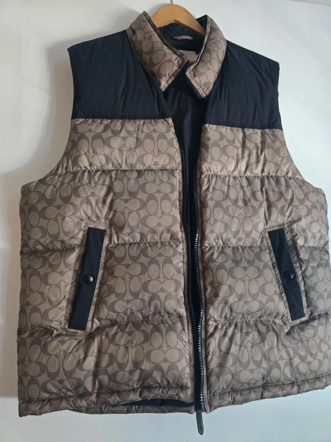 Coach Puffer Vest - Tan Signature C Logo - Size XXL