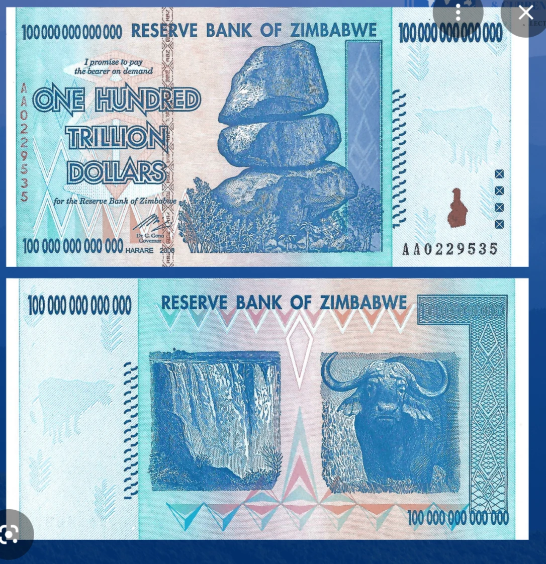 100 T Zimbabwe note