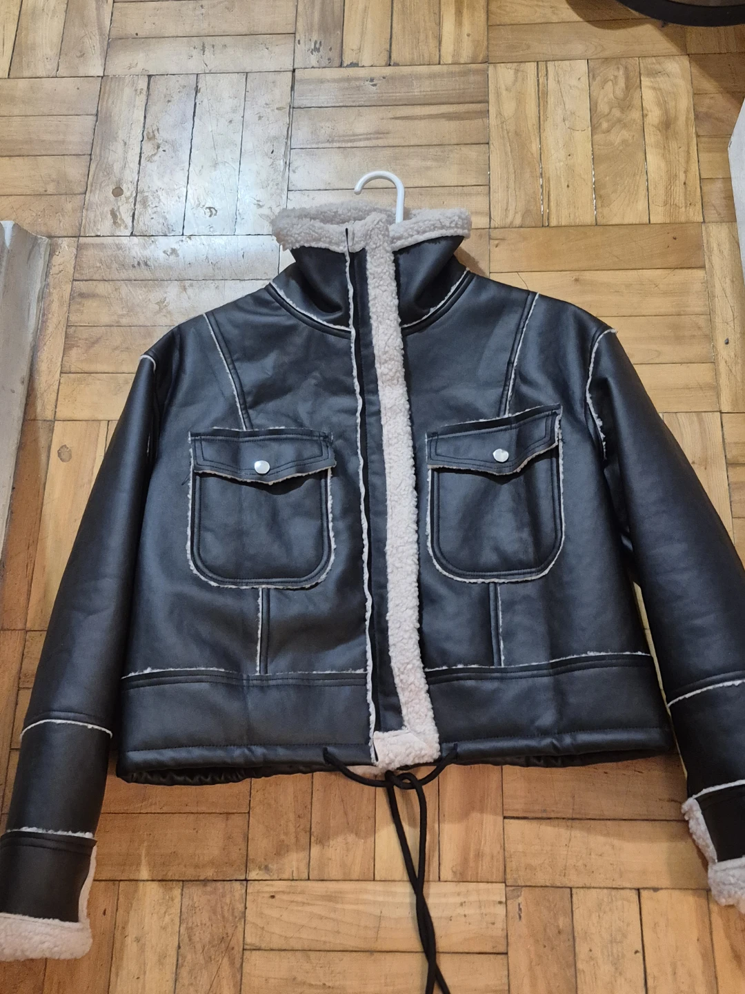 BN)Black Size S/P Faux Leather Sherpa Lined Jacket