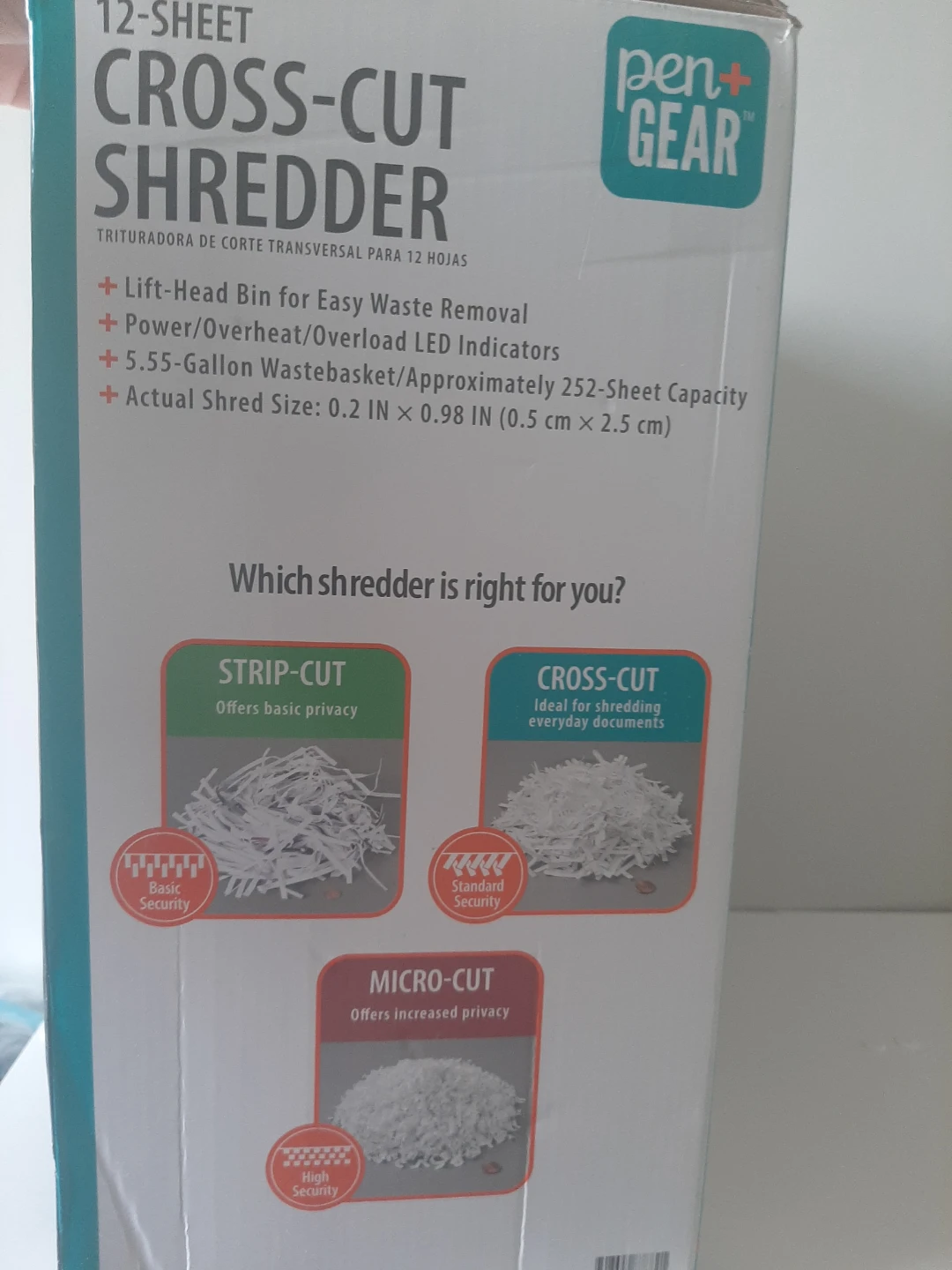 Pen+Gear 12-Sheet Cross-Cut Shredder - photo 2