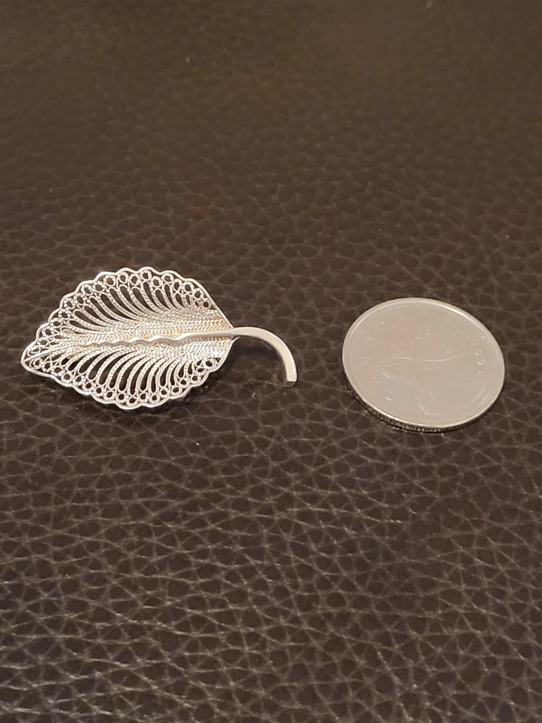 Sterling Silver 925 Leaf Filigree Brooch