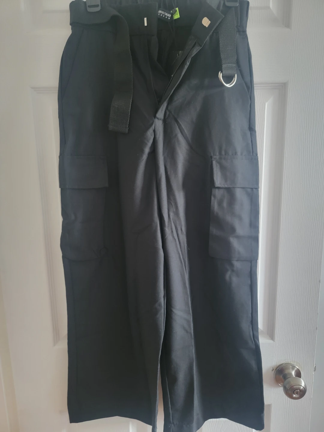 Black Cargo Pants with Belt - Size - Medium