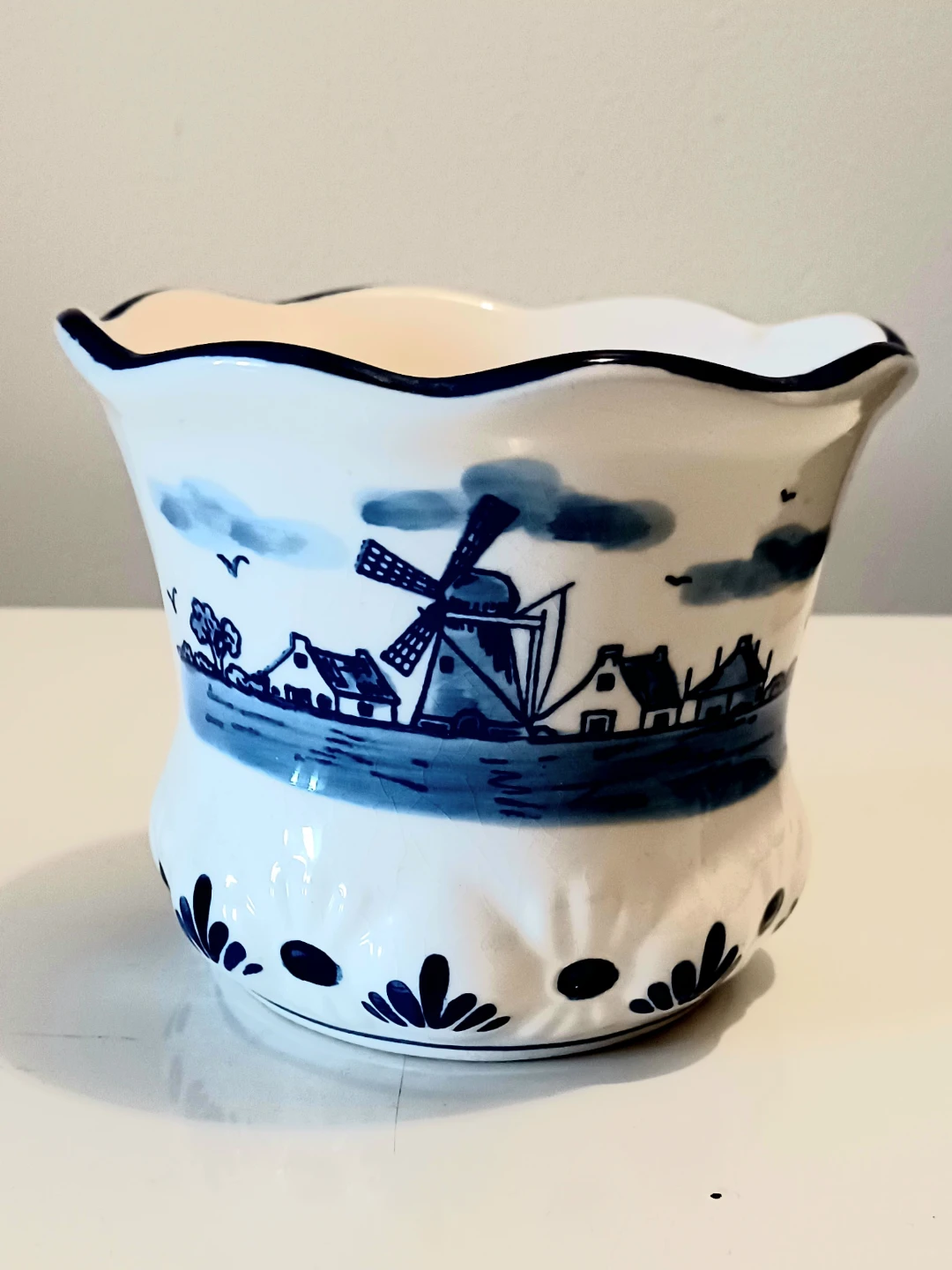 Vtg Delft Blue Vase