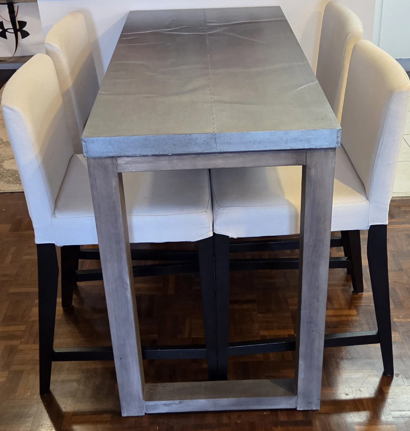 Rustic Industrial Metal Top Dining Table - photo 3