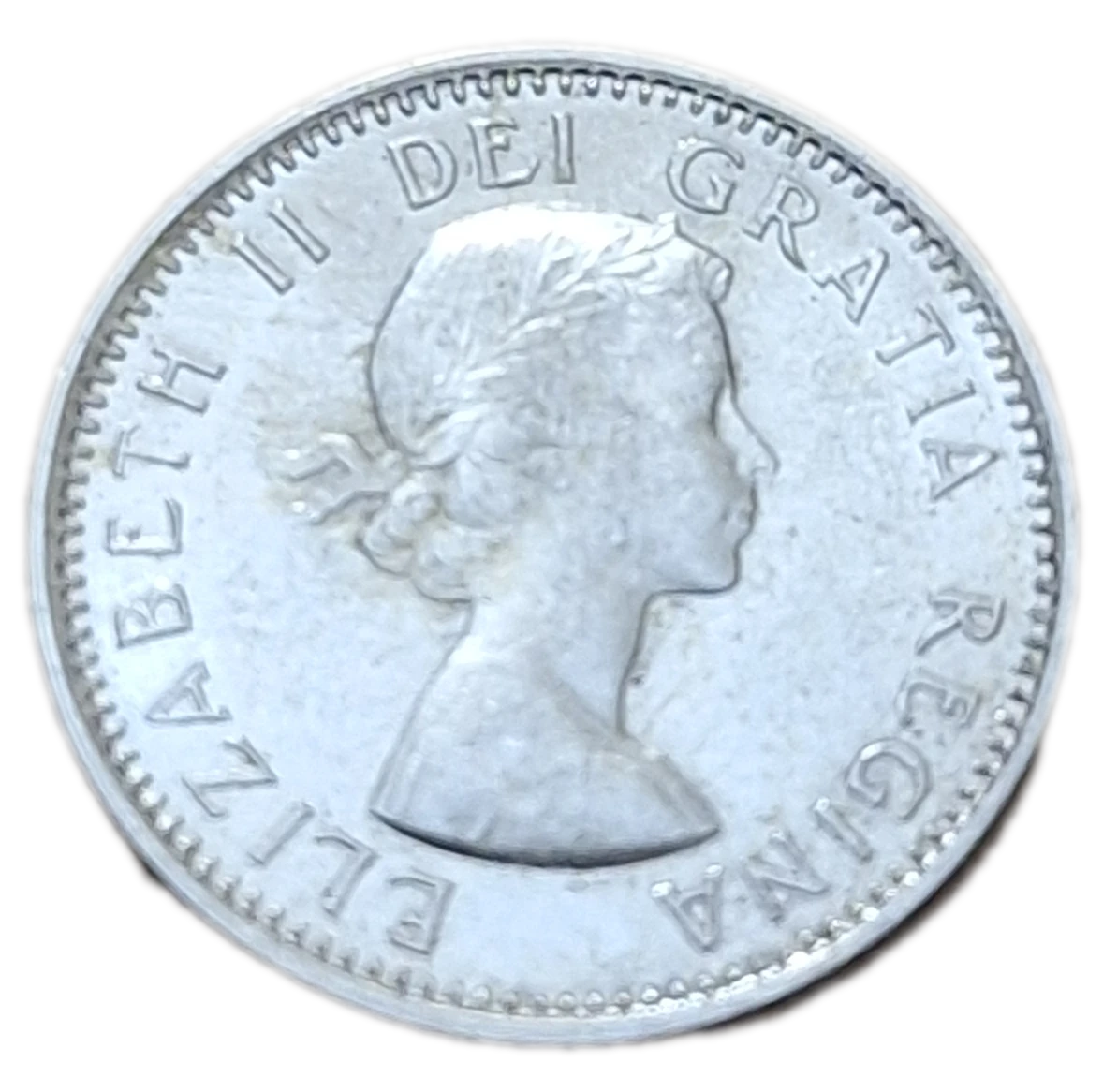 Silver 1964 Canadian dime, 80% purity. - photo 2