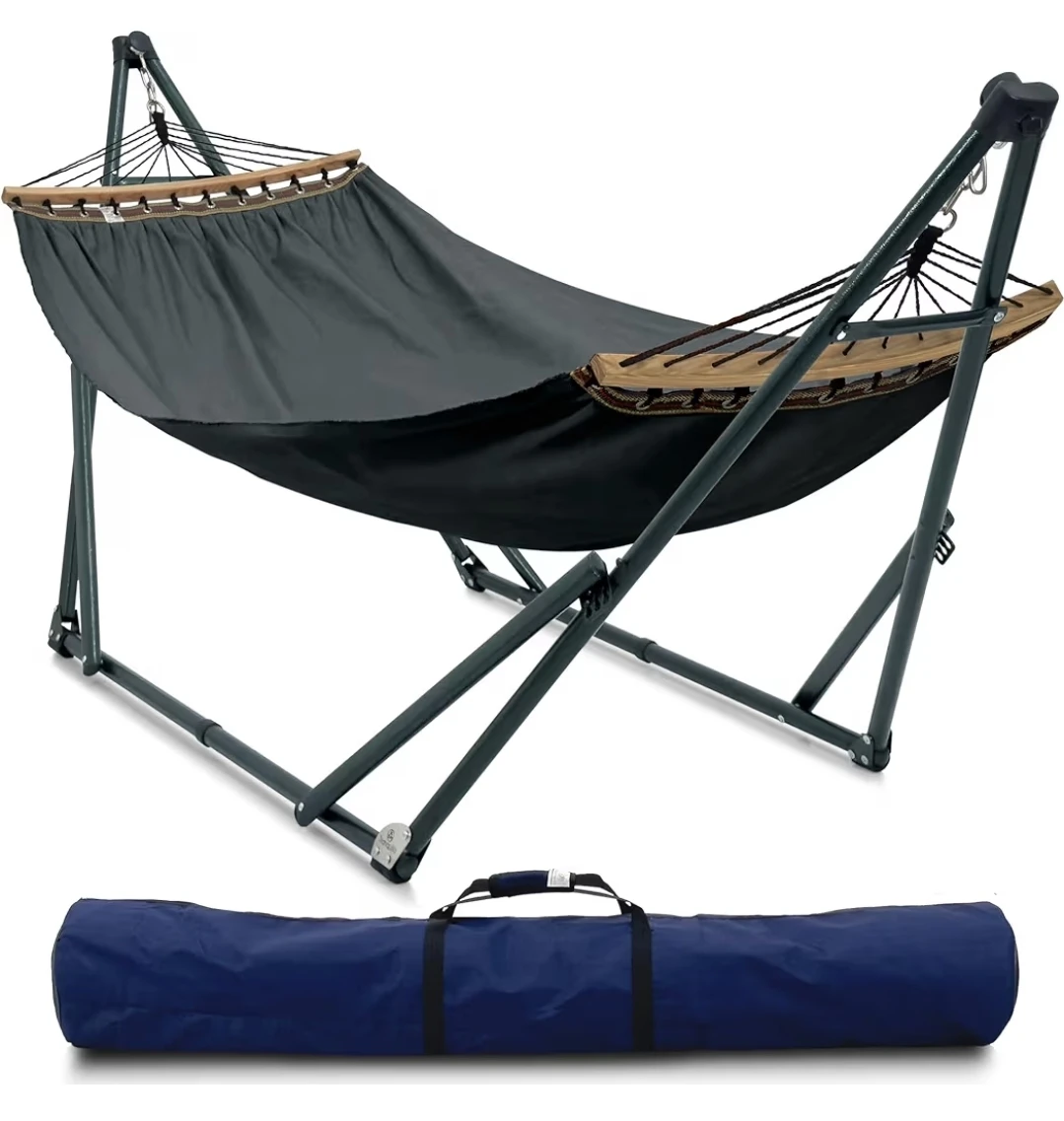 Solid Wood Spreader Bar Hammock with Stand