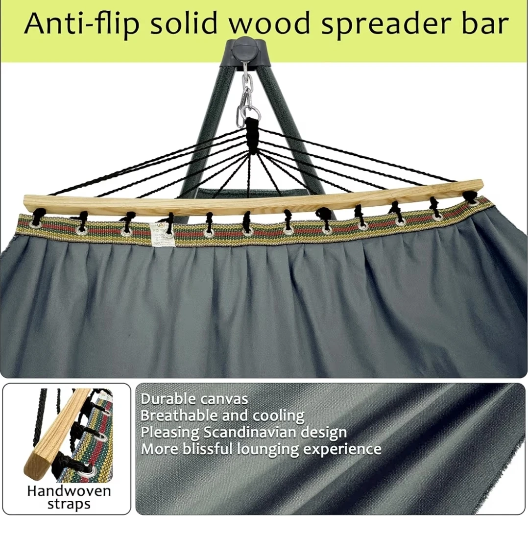 Solid Wood Spreader Bar Hammock with Stand - photo 4