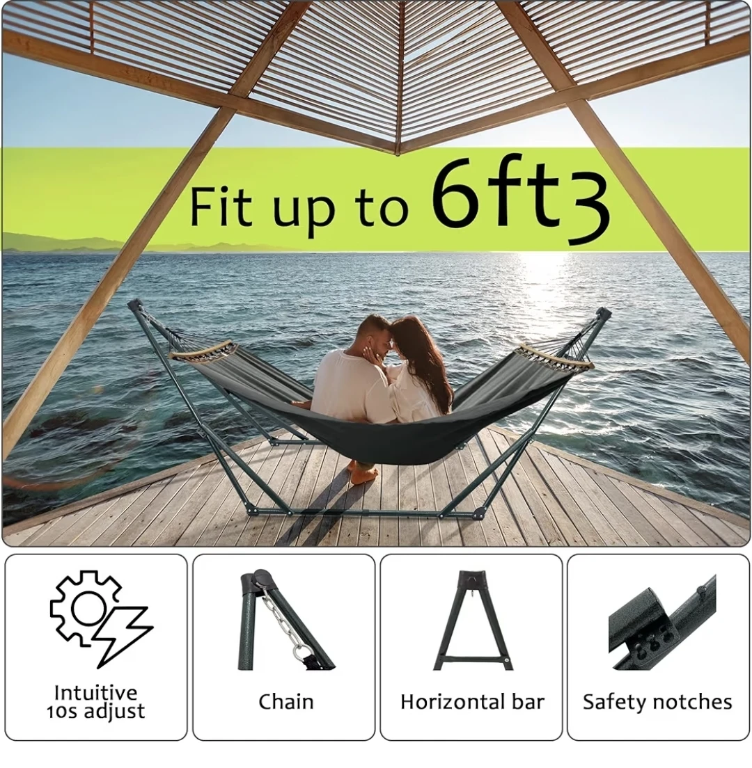 Solid Wood Spreader Bar Hammock with Stand - photo 5