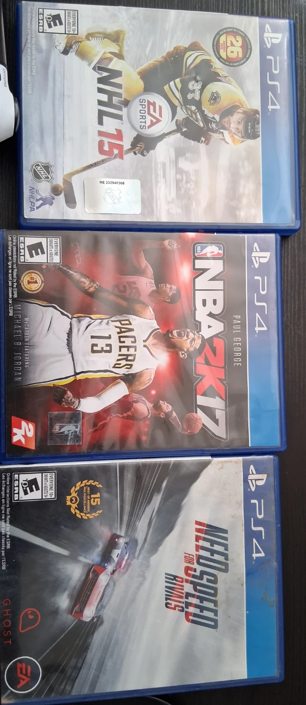 PlayStation 4 NHL 15, NBA 2K17, and Need for Speed Rivals