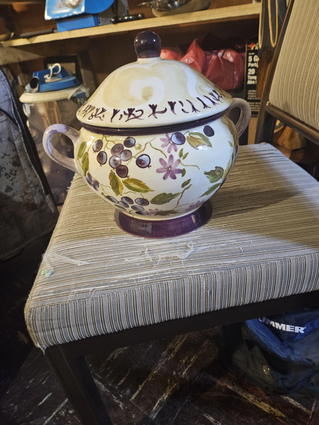 Ceramic Serving Tureen with Lid - Grape and Floral Design - photo 2