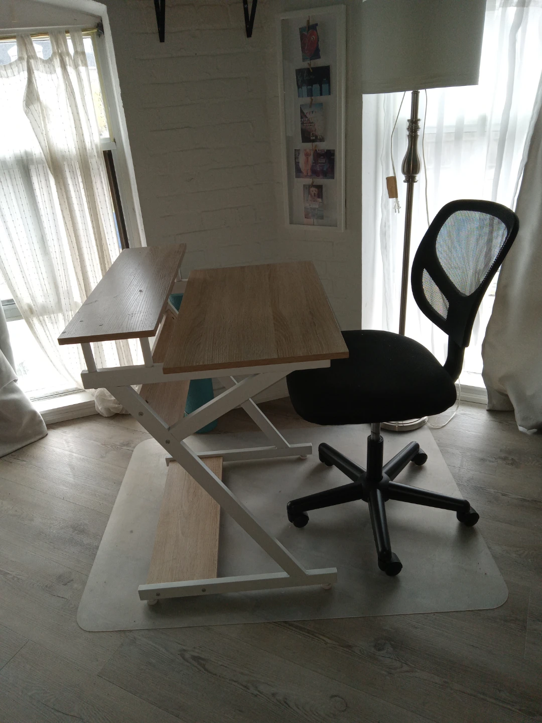Black Mesh Office Chair, desk and runner
