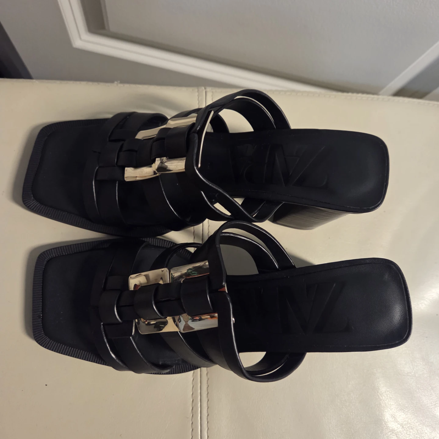 ZARA Black Woven Heeled Mules - photo 3