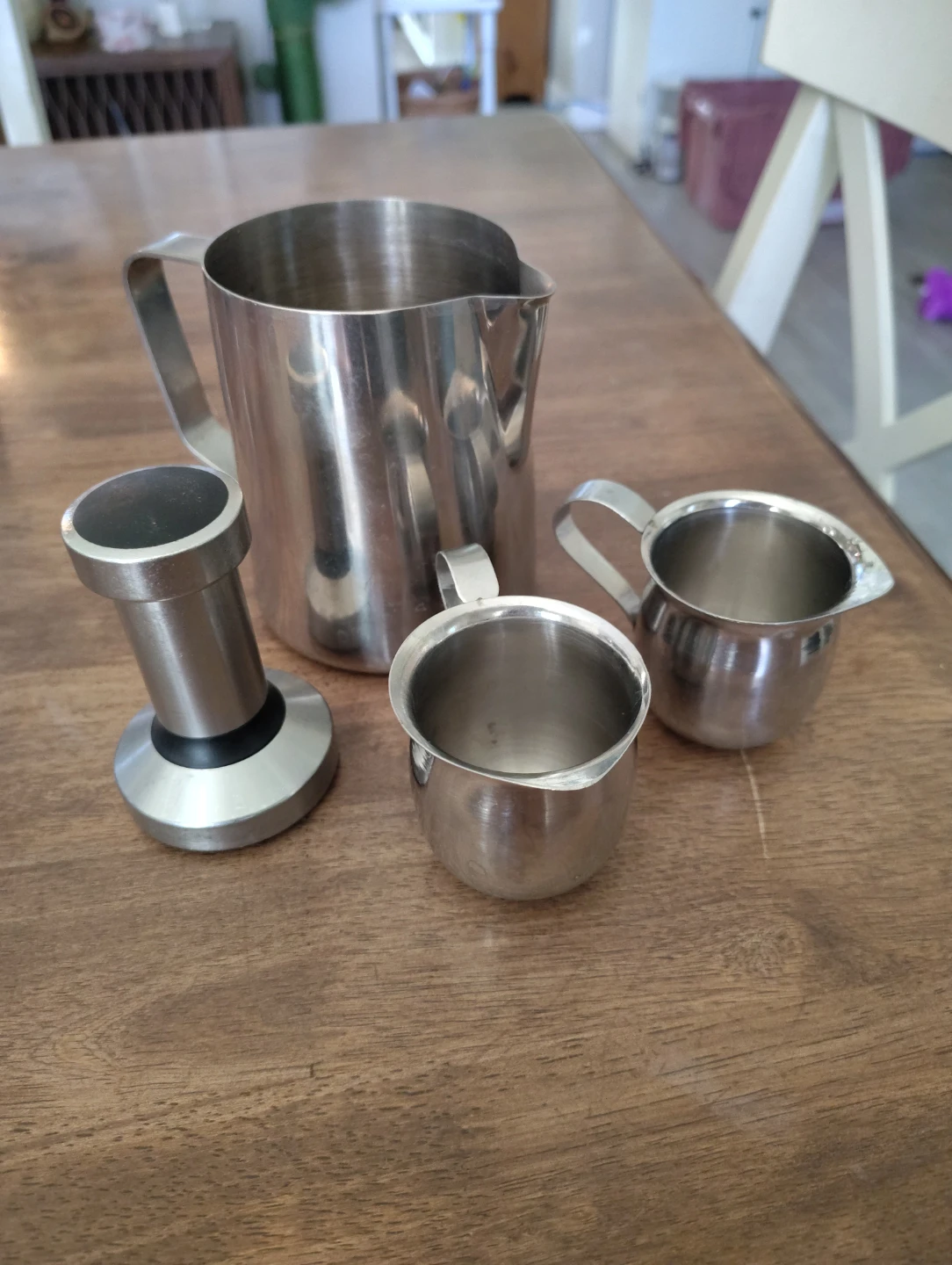 Stainless Steel Milk Frothing Pitchers and Tamper Set