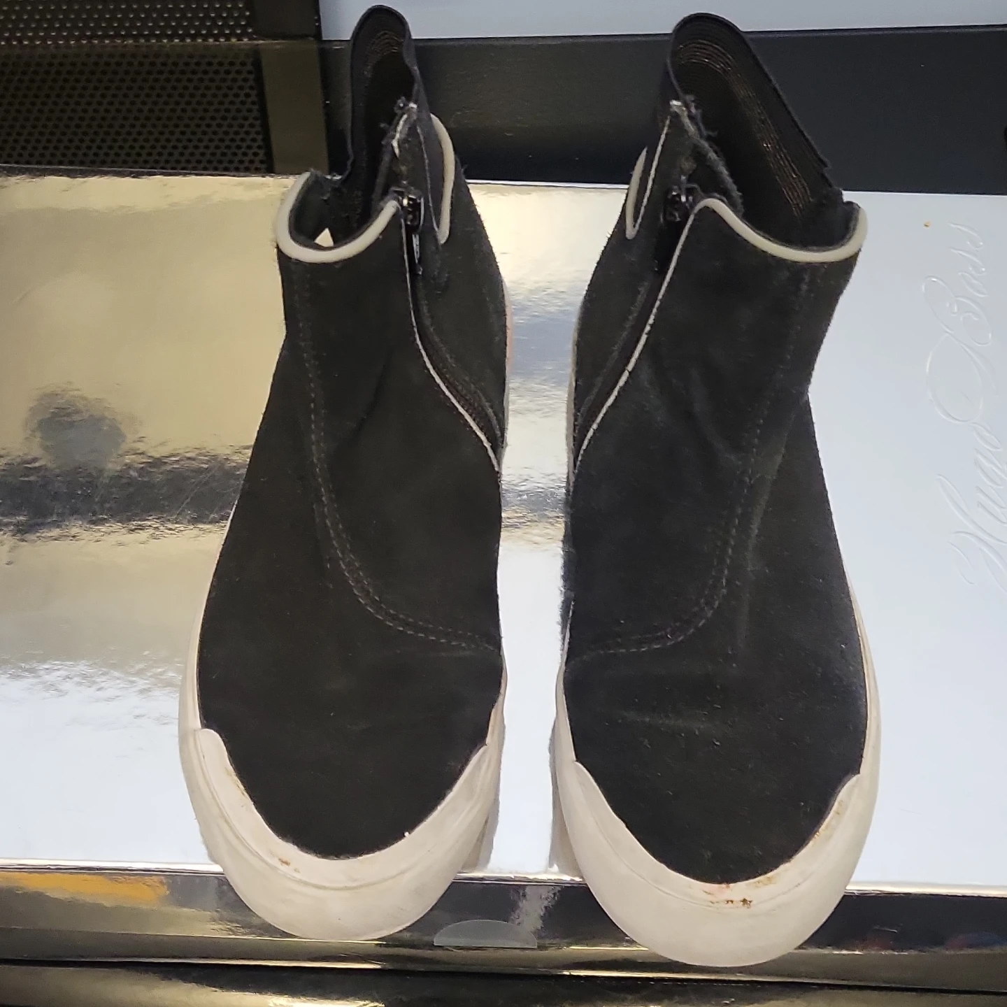 Lacoste Black Suede High Top Sneakers with Zipper
