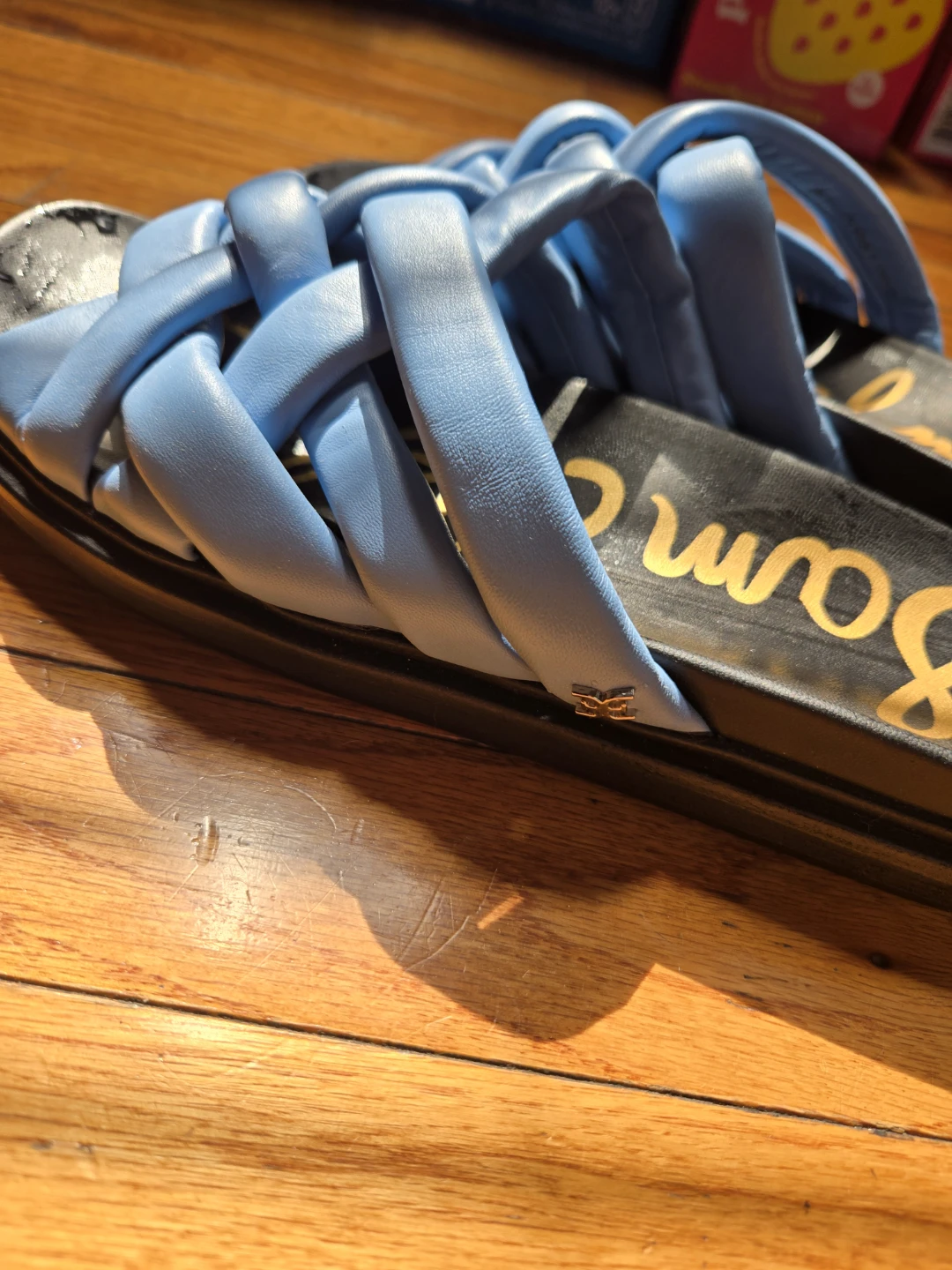 Sam Edelman Blue Leather Padded Slide Sandals Size 9 - photo 2