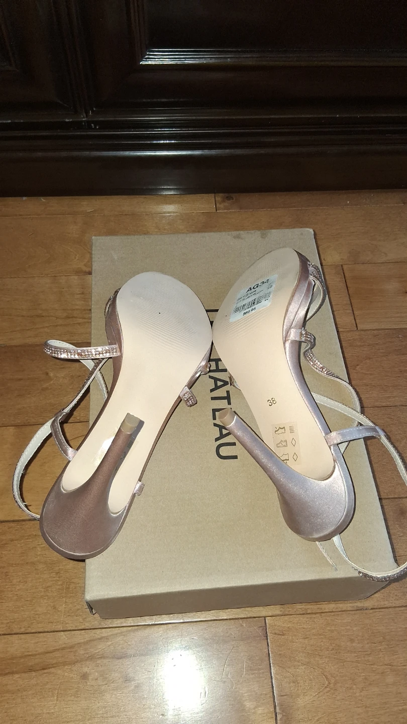 Le Château Rose Gold Embellished Heeled Sandals - Size 38 (7.5) - photo 5