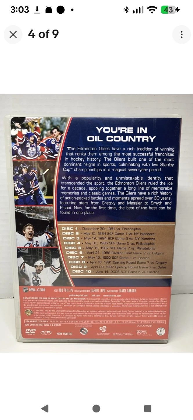 USED NHL Edmonton Oilers Greatest Games (DVD, 2008, 10-Disc Set) - photo 2