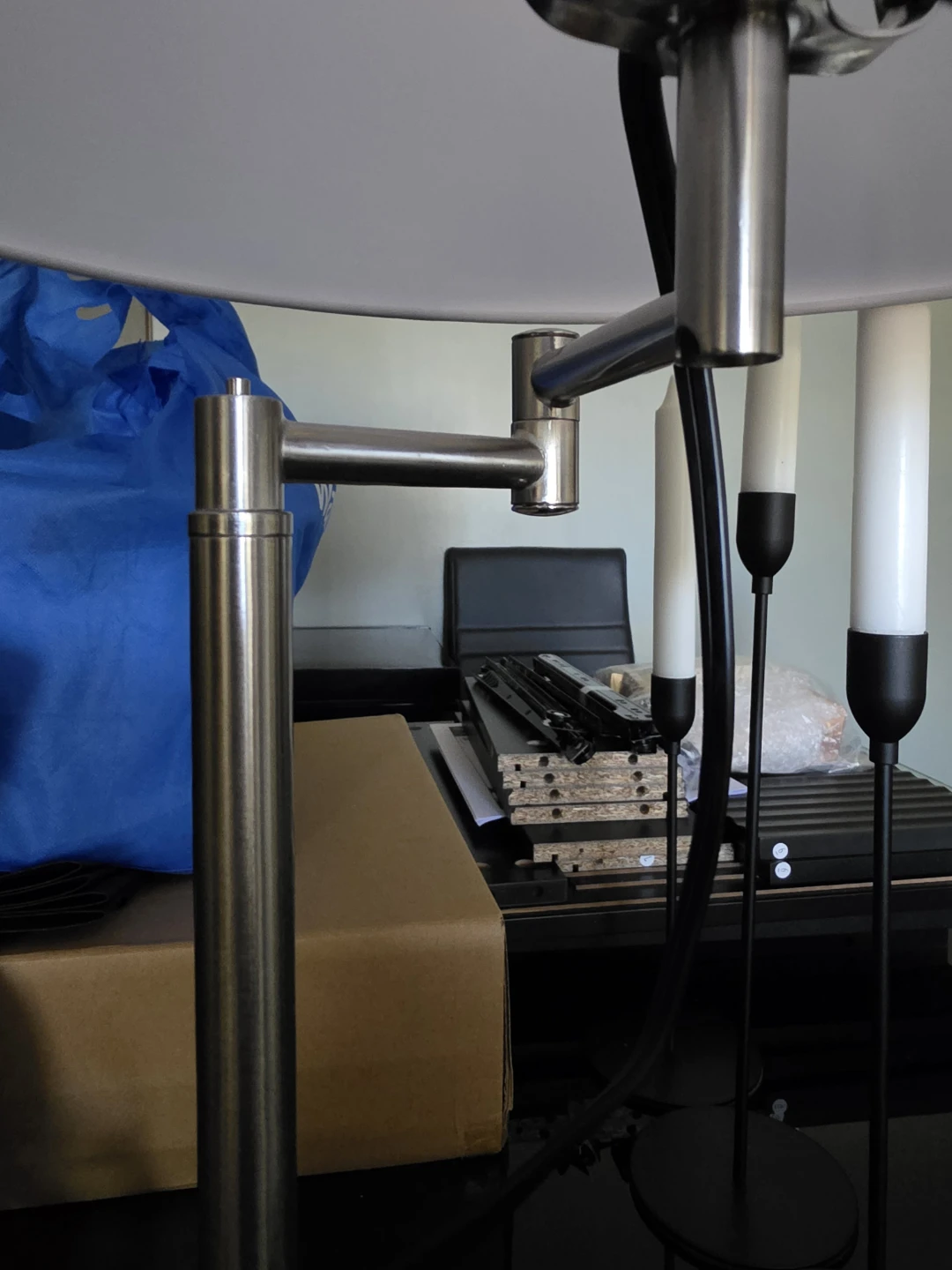 Adjustable Brushed Nickel Table Lamp with White Drum Shade - photo 3