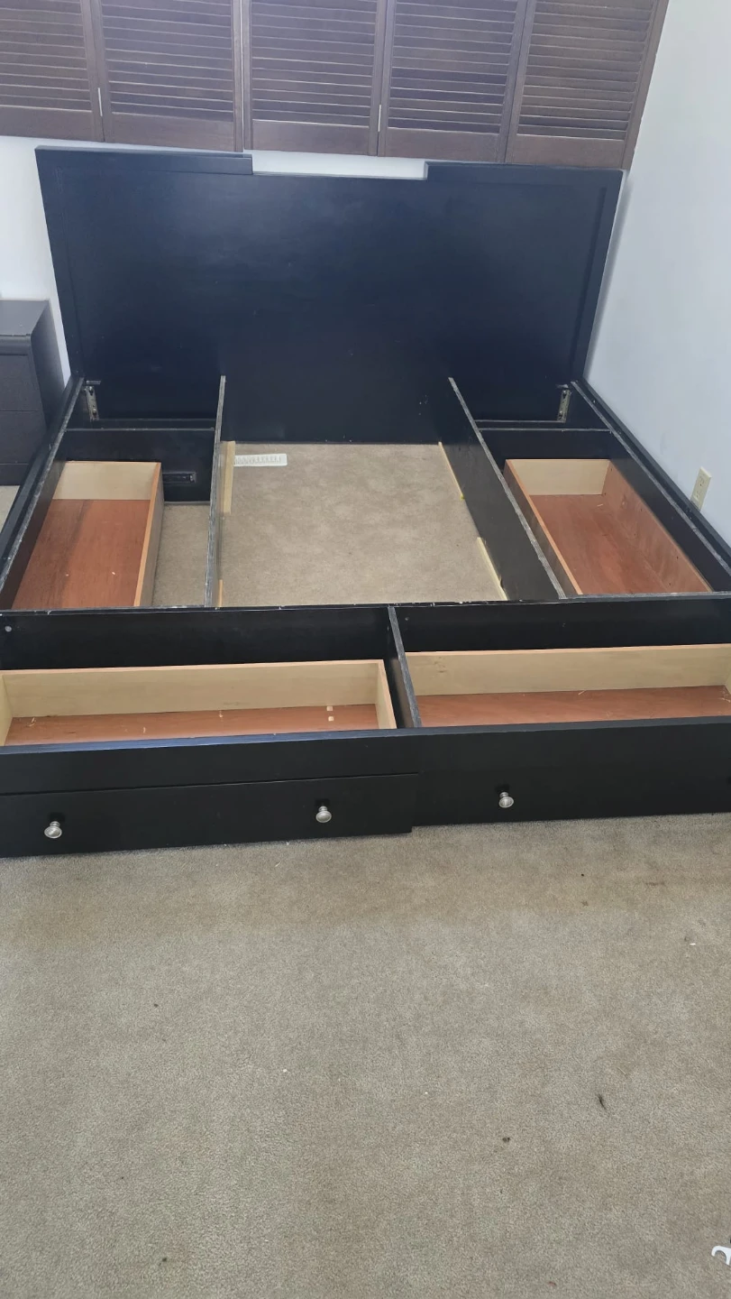 Black king Storage Bed Frame with Drawers