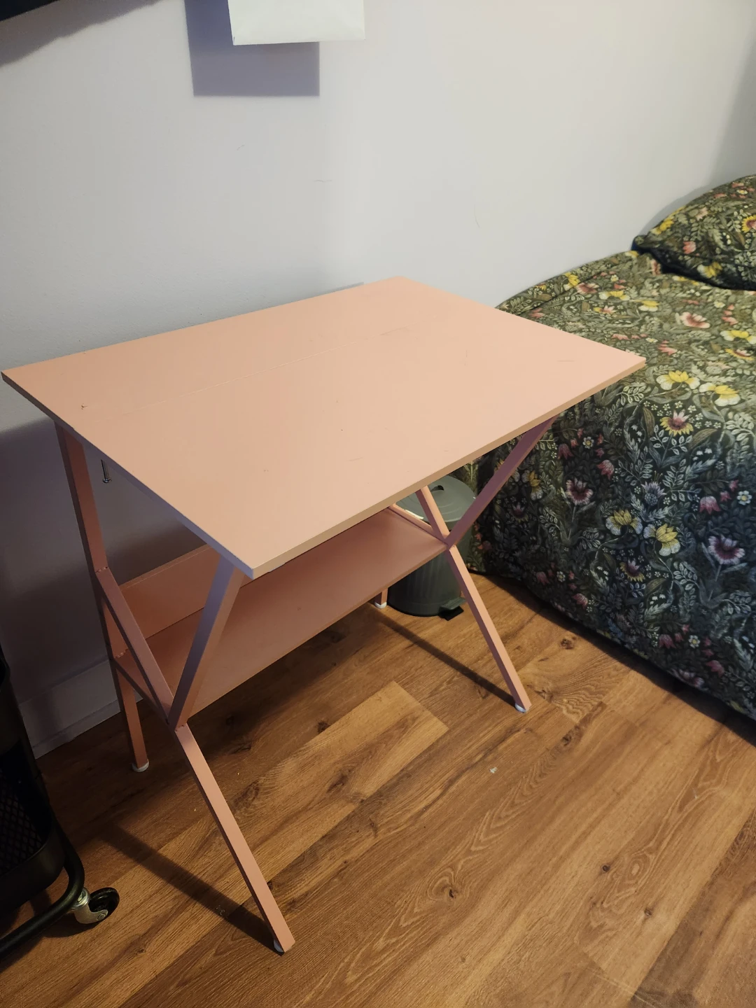 MEXIN Pink Small Computer Desk with Storage Shelf - photo 4