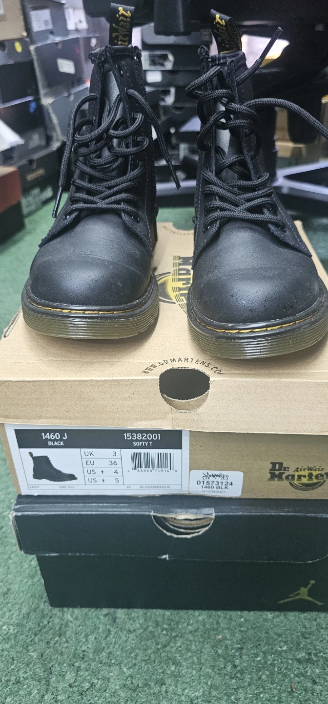 Dr. Martens 1460 J Black Leather Boots Size 4 UK