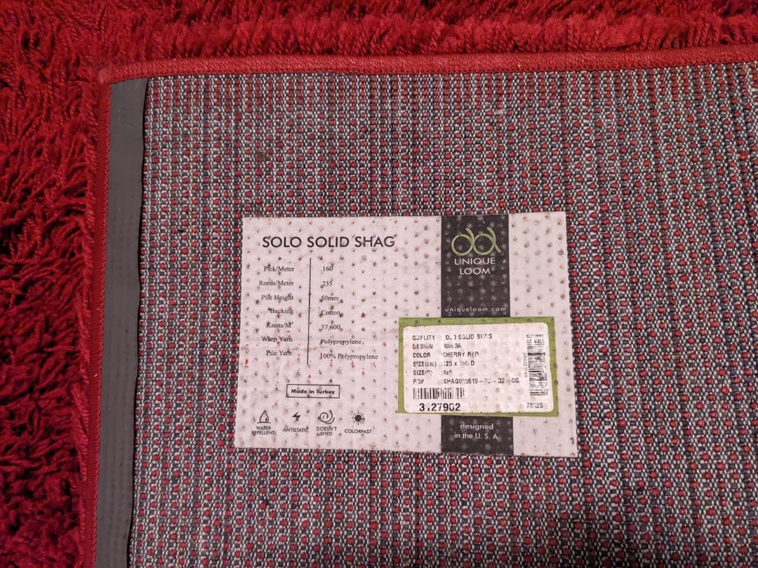 Unique Loom Solo Solid Shag Rug - Cherry Red 4'x6' - photo 3