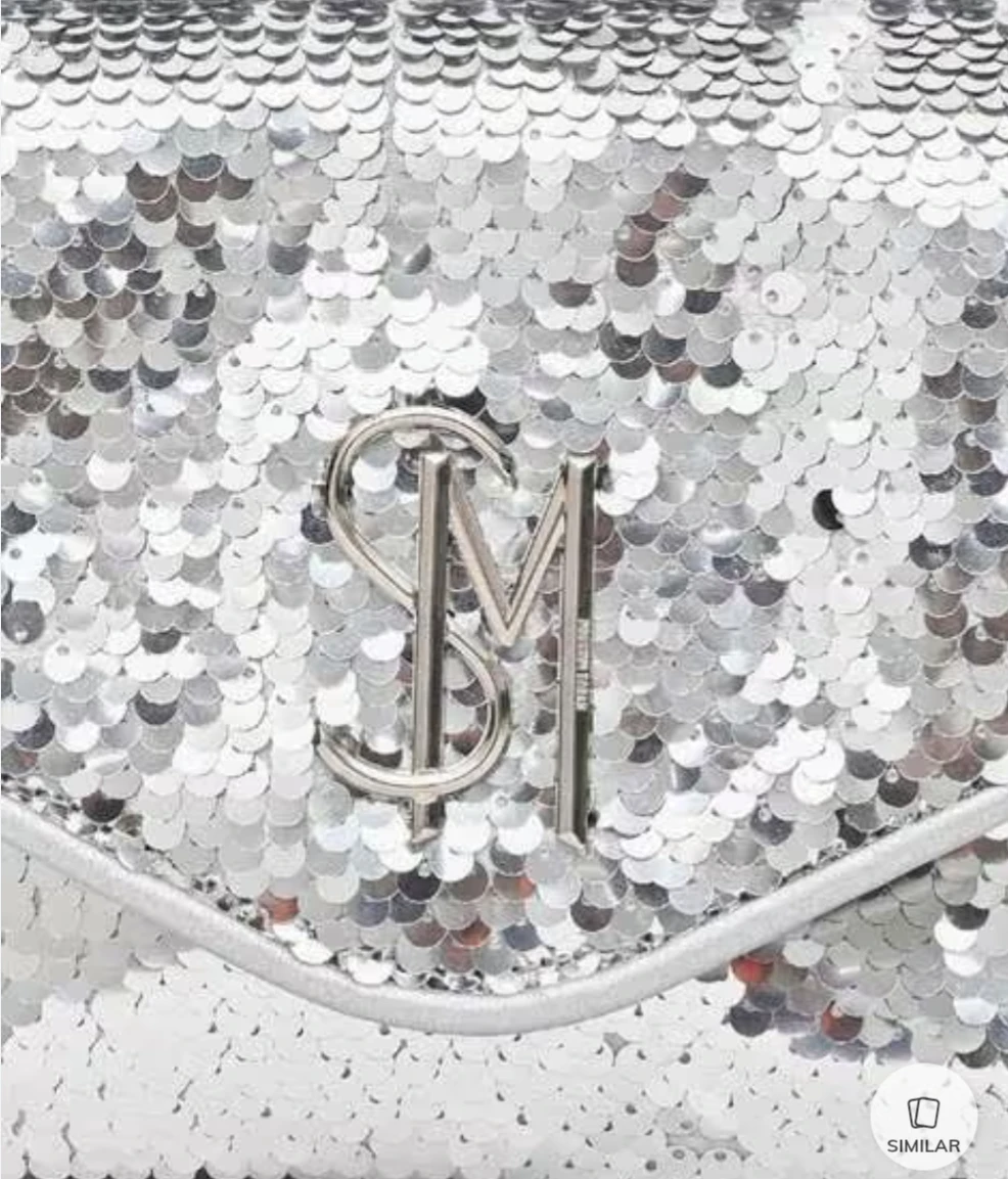 Steve Madden Silver Sequin Clutch with Chain Strap - photo 5